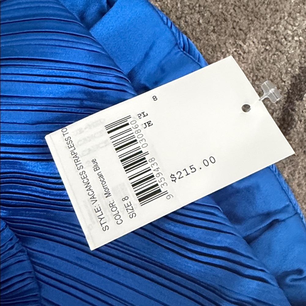 L’IDEE Vacances Plissé Strapless Top Blue 8 NWT - Picture 12 of 12